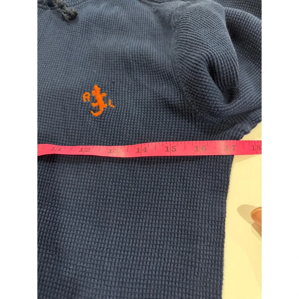 Polo Ralph Lauren Mens Waffle Knit Thermal Hoodie Navy Blue Lizard Logo Small‎